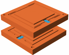 CAD model of a stacked serial kinematics two-axis nanopositioning stages